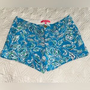 Lilly Pulitzer Knit Callahan Turquoise Leaf-Print Stretch Shorts 2